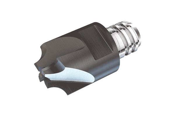 Interchangeable milling head with 4 concave and circular active teeth