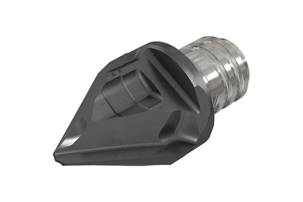 Interchangeable milling head with two effective teeth for chamfering, countersinking and centering drilling