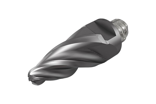 Exchangeable carbide cutter head with oval conical shape (drum shape) for 3D copy milling. Suitable for semi-finishing and finishing milling.