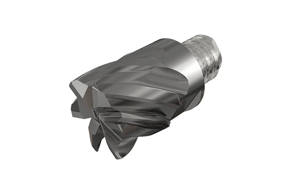 Five- or six-tooth milling heads with 35°/38° helix angles with different tip radius ranges from 0.4 QN to 5 QN.