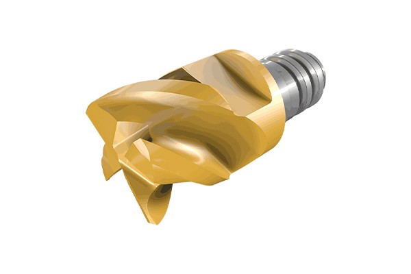 Interchangeable  milling heads. With 4 unequal helix angles (46 - 48°), effective teeth with unequal pitch, composite roughing and finishing in one.