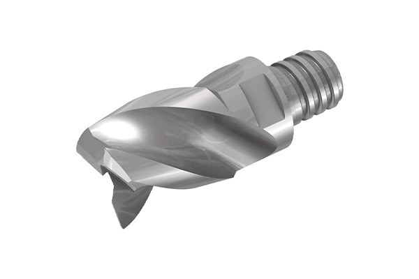 Interchangeable anti-vibration and noise-reducing milling heads with 3 or 4 effective teeth with unequal helix angles of 40° for aluminium machining.